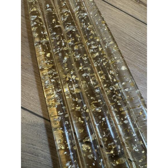 Vintage (5) Lucite 12” MCM Lucite Display Candles Clear With Gold Flecks 1960s - Picture 5 of 16